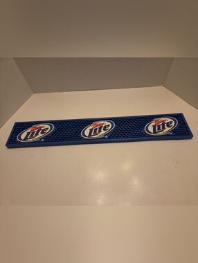 MILLER LITE BAR RAIL SPILL MAT / 20.5" x 3.5" / FLEXIBLE RUBBER